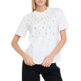 T-shirt donna con perle e strass