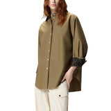 Camicia donna in popeline con dettagli in pizzo