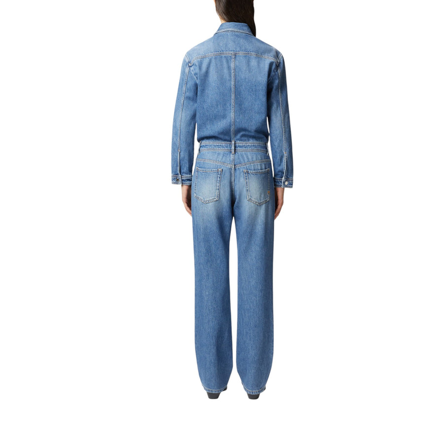 Tuta jeans donna lunga con taschini