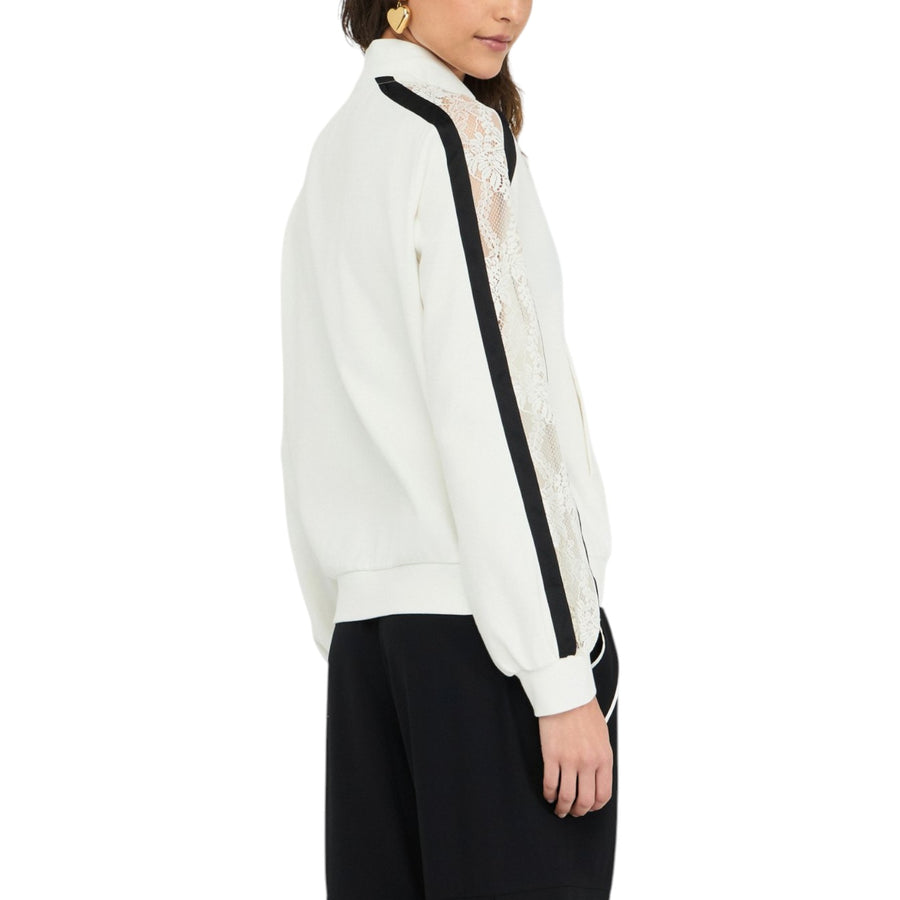 Felpa donna in cotone con pizzo