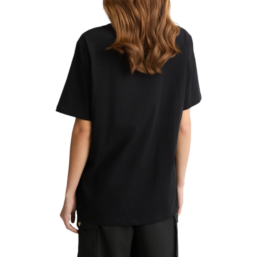 T-shirt donna con logo e strass