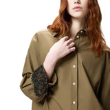 Camicia donna in popeline con dettagli in pizzo