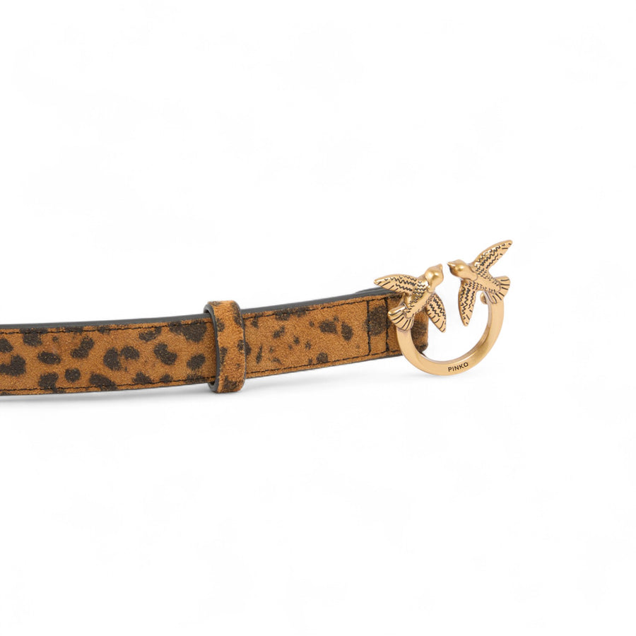 Cintura donna con stampa leopardata e fibbia Love Birds 2 cm