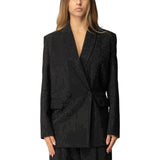 Blazer donna oversize doppiopetto con strass