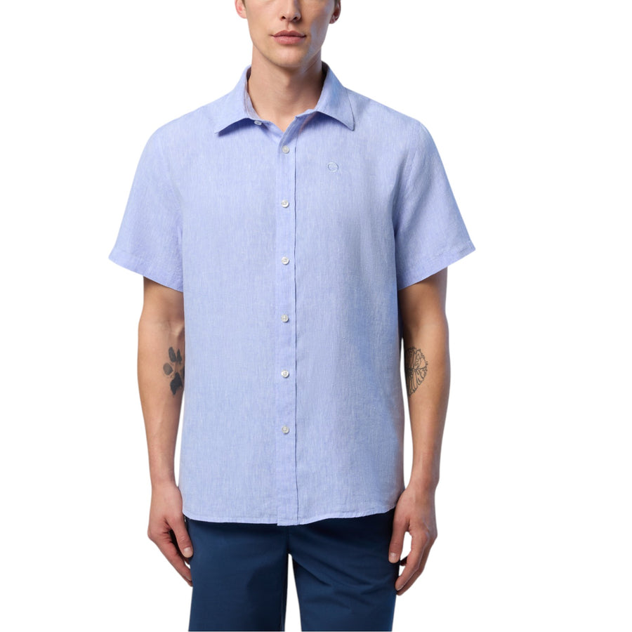 Camicia uomo di lino a maniche corte
