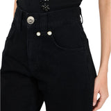 Jeans donna straight con perle gioiello
