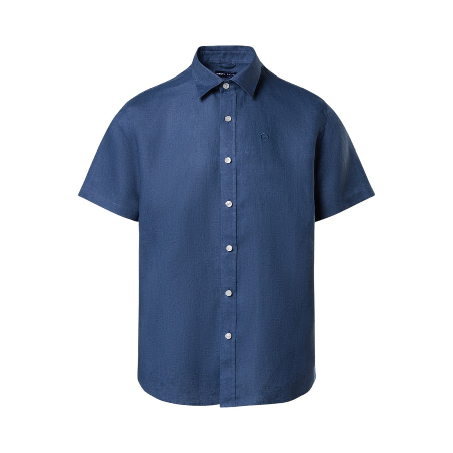 Camicia uomo di lino a maniche corte
