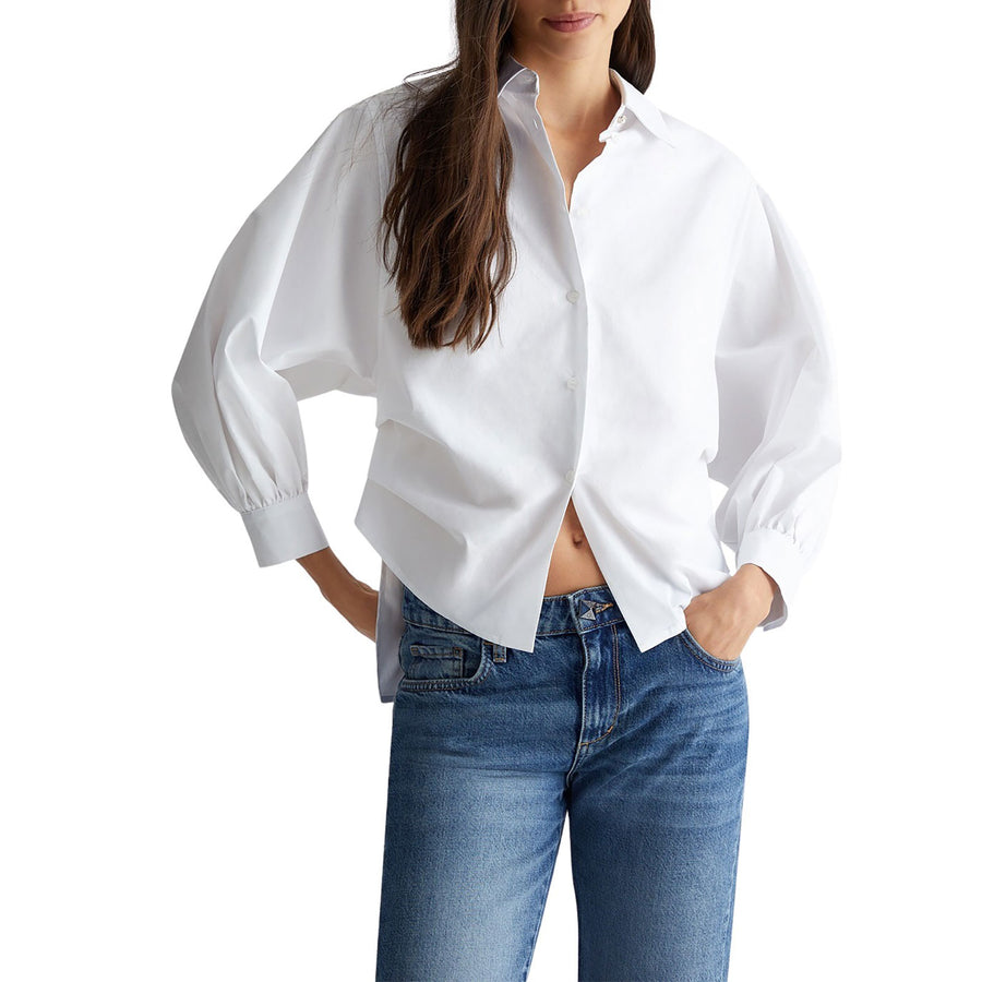 Camicia donna in popeline con spilla