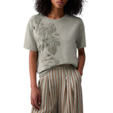 T-shirt donna con stampa e ricami