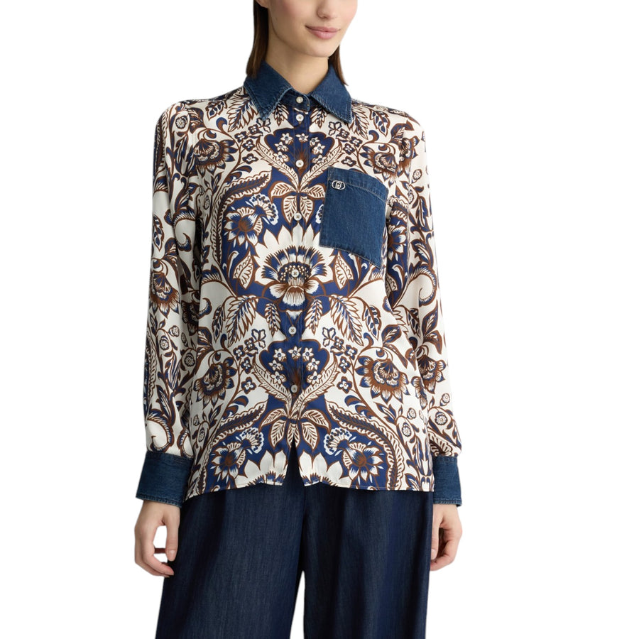 Camicia donna in raso stampato