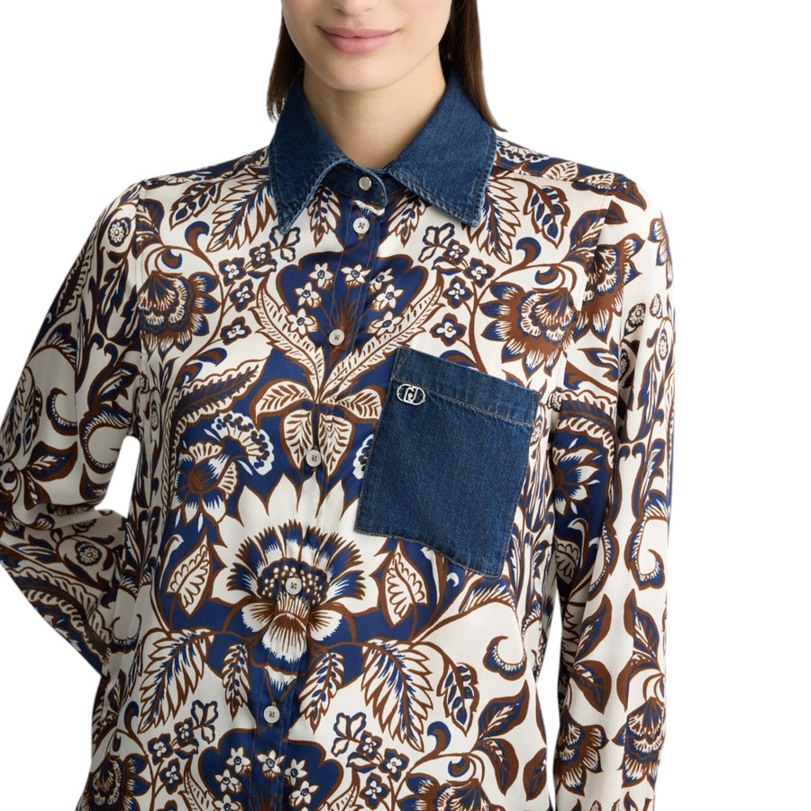 Camicia donna in raso stampato