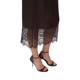 Longuette donna in raso con dettagli in pizzo