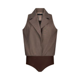 Gilet donna body in tessuto mélange