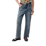 Jeans donna cropped con ricami gioiello