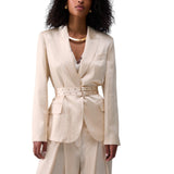 Blazer donna in raso con cintura
