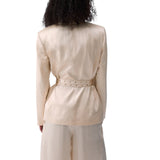 Blazer donna in raso con cintura