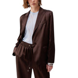 Blazer donna in raso con cintura