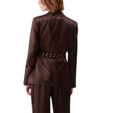 Blazer donna in raso con cintura