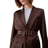 Blazer donna in raso con cintura