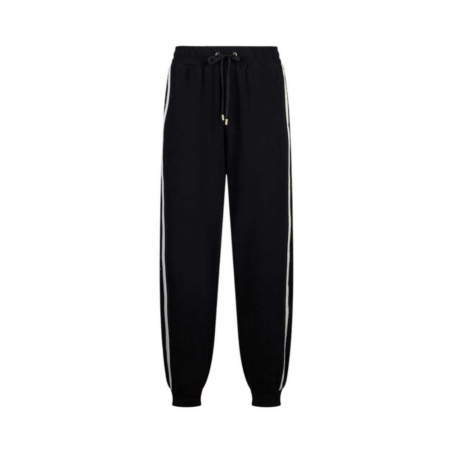 Pantaloni donna jogging in felpa con pizzo