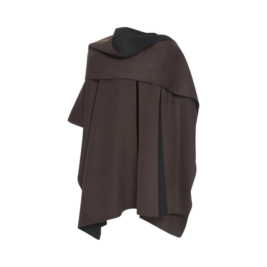 Cappa donna in panno double bicolore con sciarpa