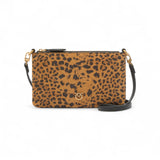 Bustina donna piccola a tracolla in suede leopardato