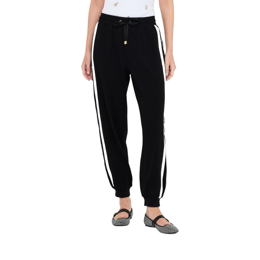 Pantaloni donna jogging in felpa con pizzo