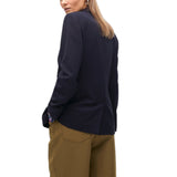 Blazer donna a righe con dettaglio gioiello sul bavero