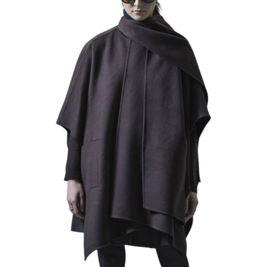 Cappa donna in panno double bicolore con sciarpa