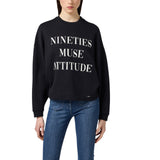 Felpa donna in cotone con stampa lettering