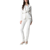 Pantalone donna elegante in tessuto diagonale