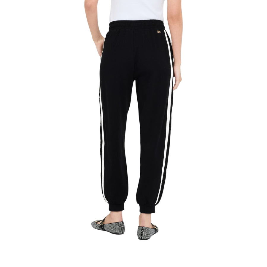 Pantaloni donna jogging in felpa con pizzo