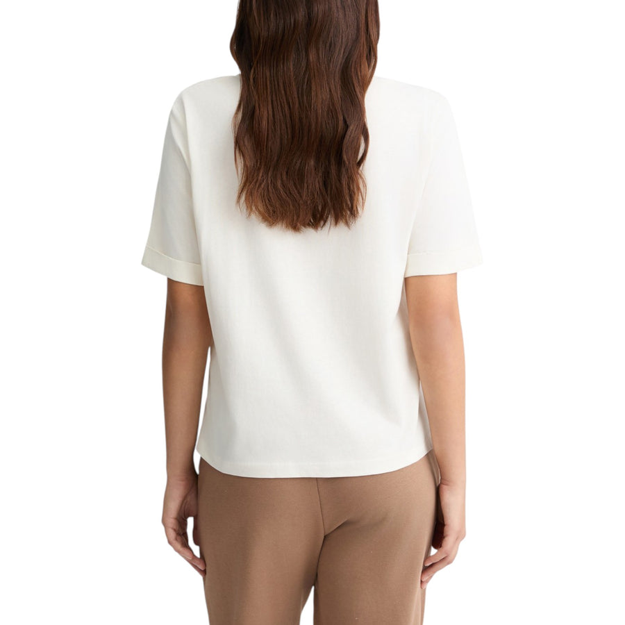 T-shirt donna con logo e strass