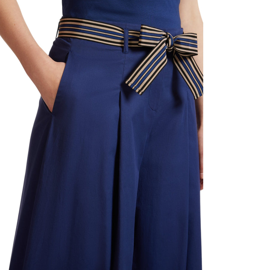 Pantaloni donna ampi con cintura a righe