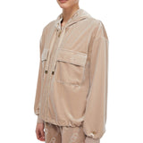 Felpa donna in ciniglia con cappuccio