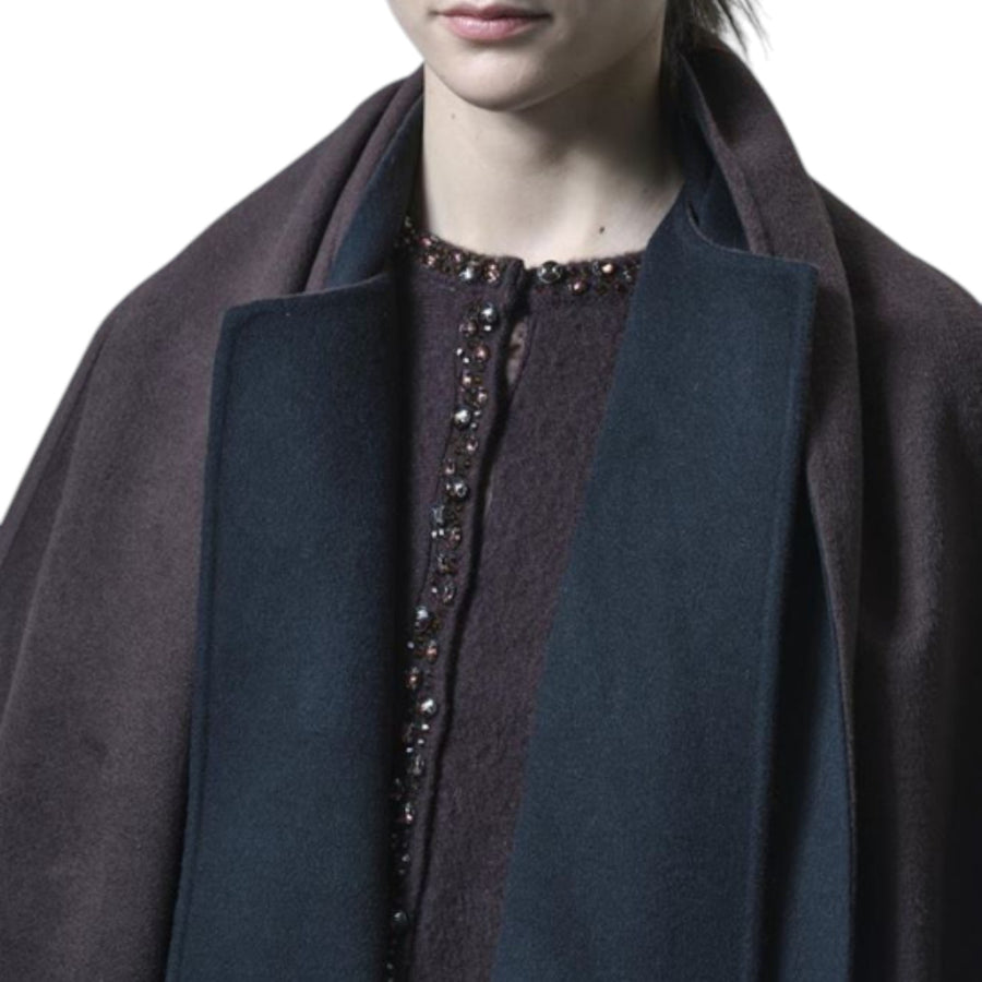 Cappa donna in panno double bicolore con sciarpa