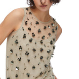 Top donna in tulle ricamato