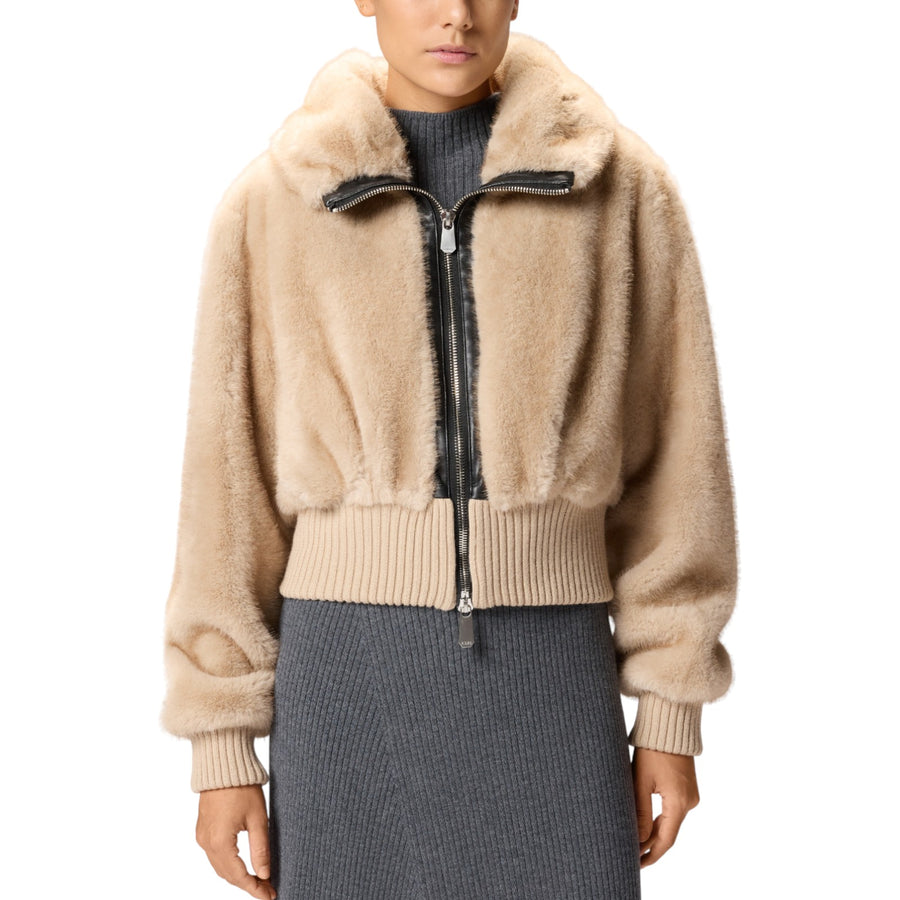 Bomber donna in tessuto effetto pelliccia