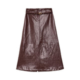 Gonna donna in ecopelle con cintura