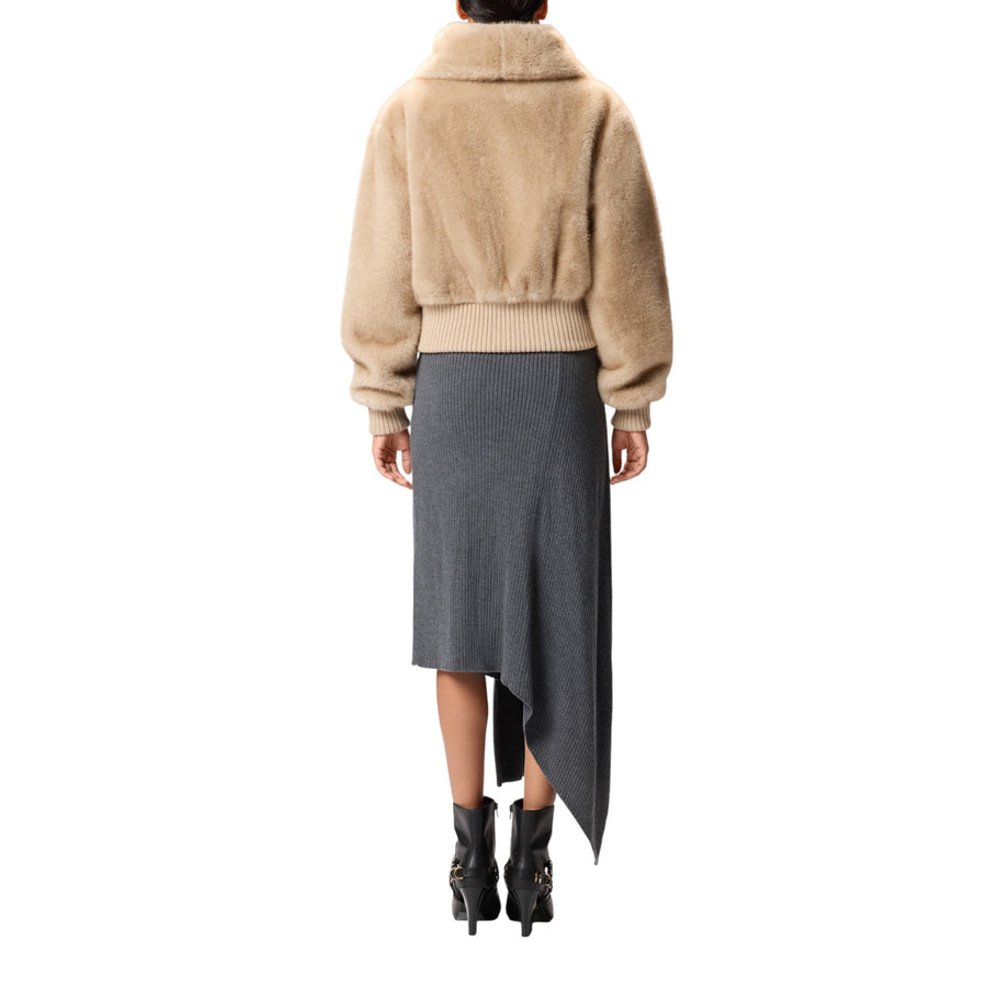 Bomber donna in tessuto effetto pelliccia