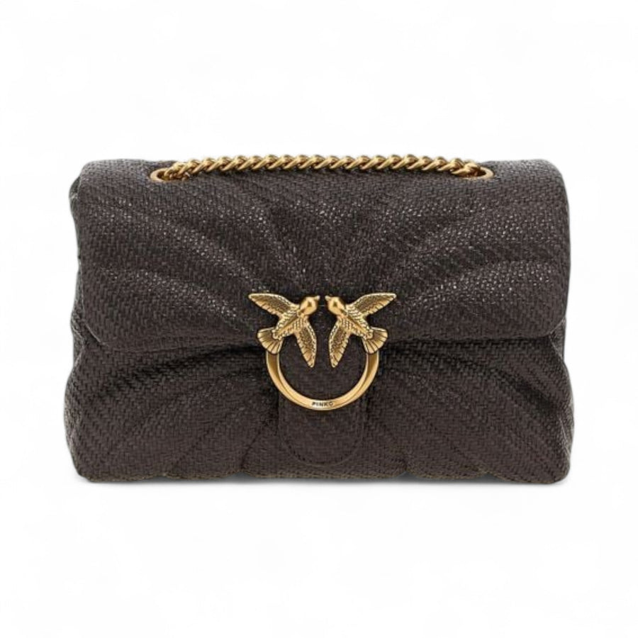 Borsa donna a tracolla rafia trapuntata Love Bag Puff con farfalla
