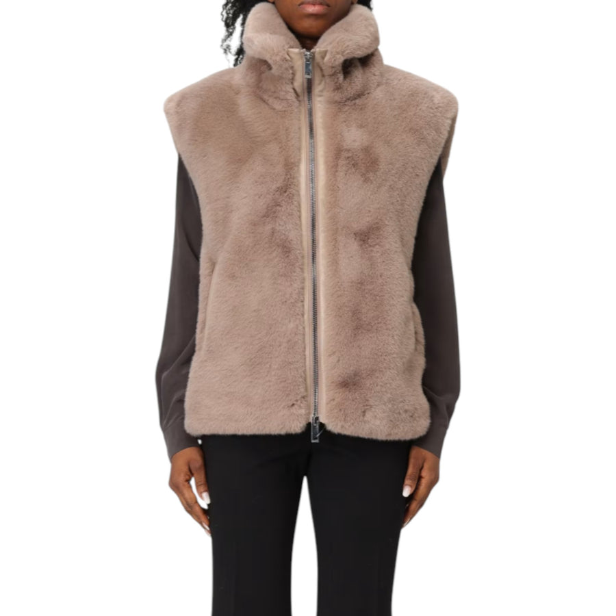 Gilet donna effetto pelliccia con zip