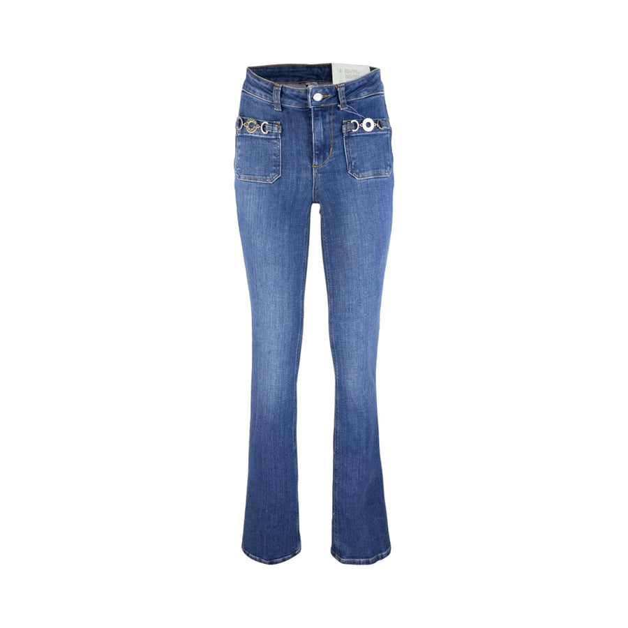 Jeans donna blu con applicazioni