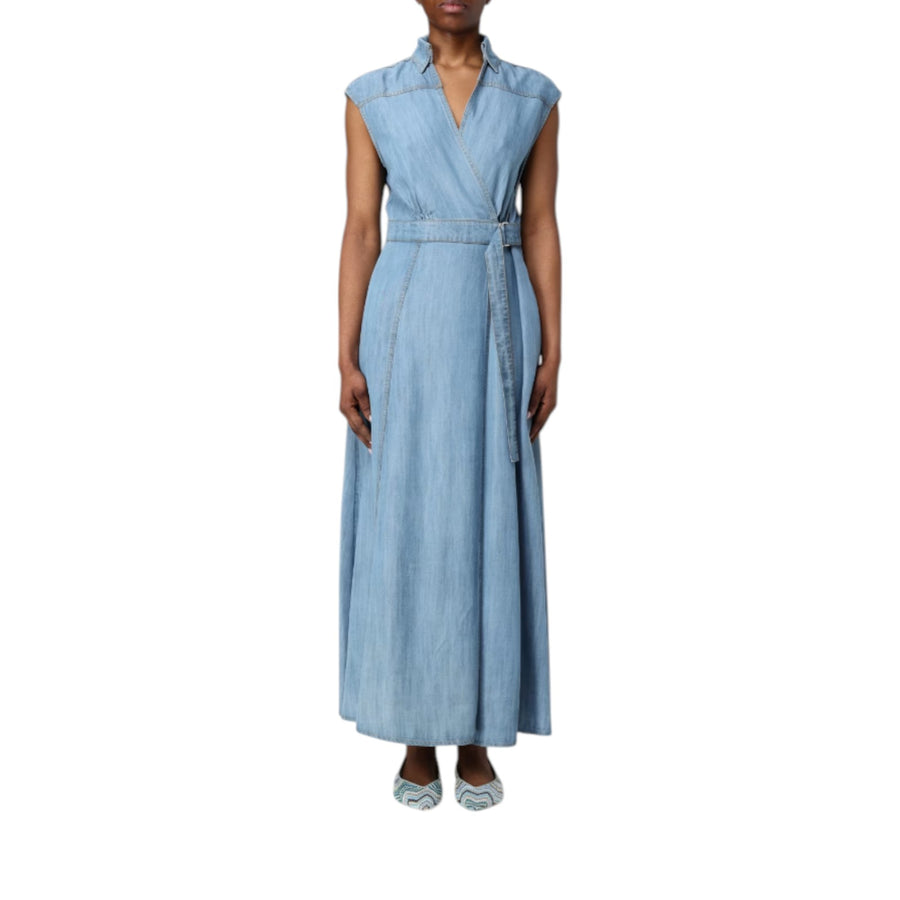 Abito donna a portafoglio in tencell effetto denim