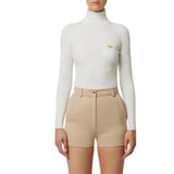 Maglia donna a costine con taschino