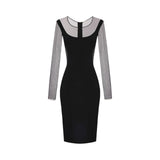 Abito donna in crêpe leggero e tulle con cut-out