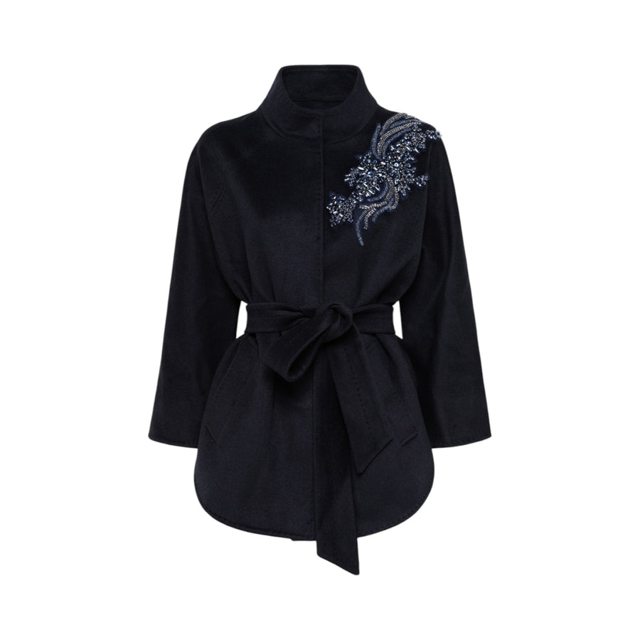 Cappotto donna corto in panno con ricamo