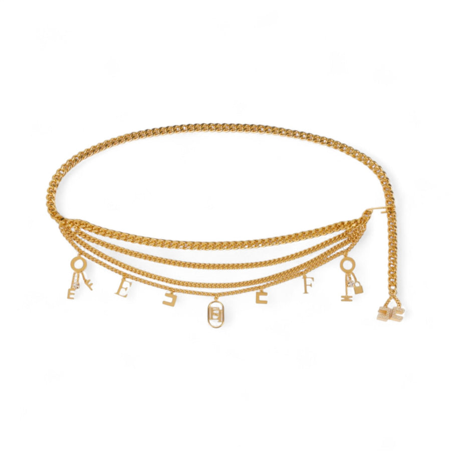 Cintura donna catena in metallo dorato con charms