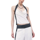Top donna color block con schiena scoperta