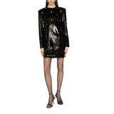 Abito donna corto con ricami di paillettes e pietre